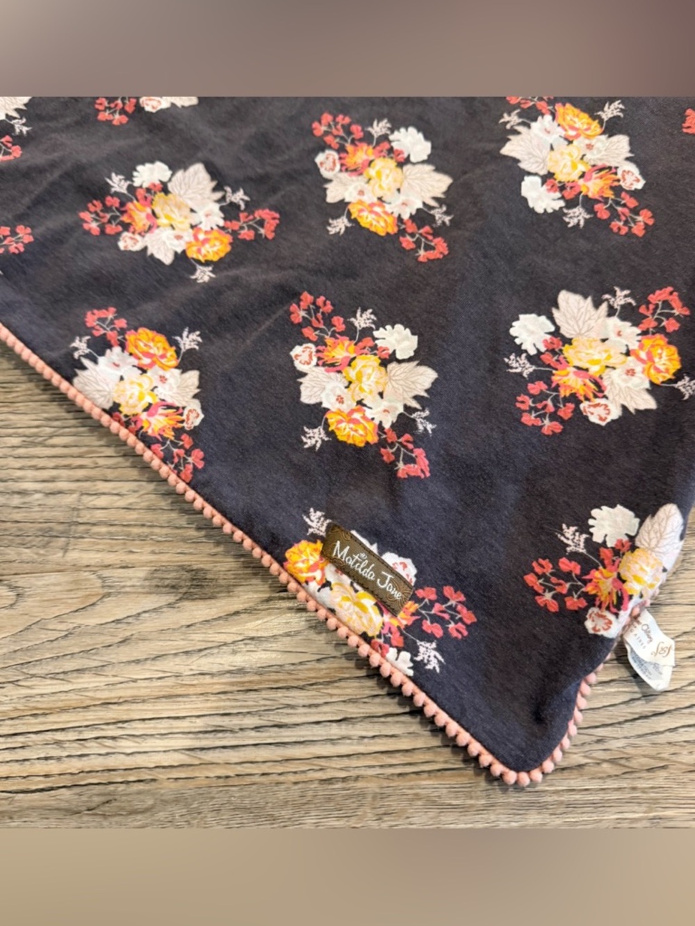 Matilda Jane Baby Blanket Joanna Gaines Floral Pom Pom Cotton - Picture 2 of 5